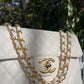 Chanel 1994 Vintage White Caviar Flap Bag 24K GHW