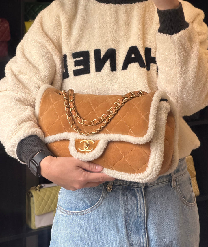 Chanel Large Shearling Coco Neige Flap Bag