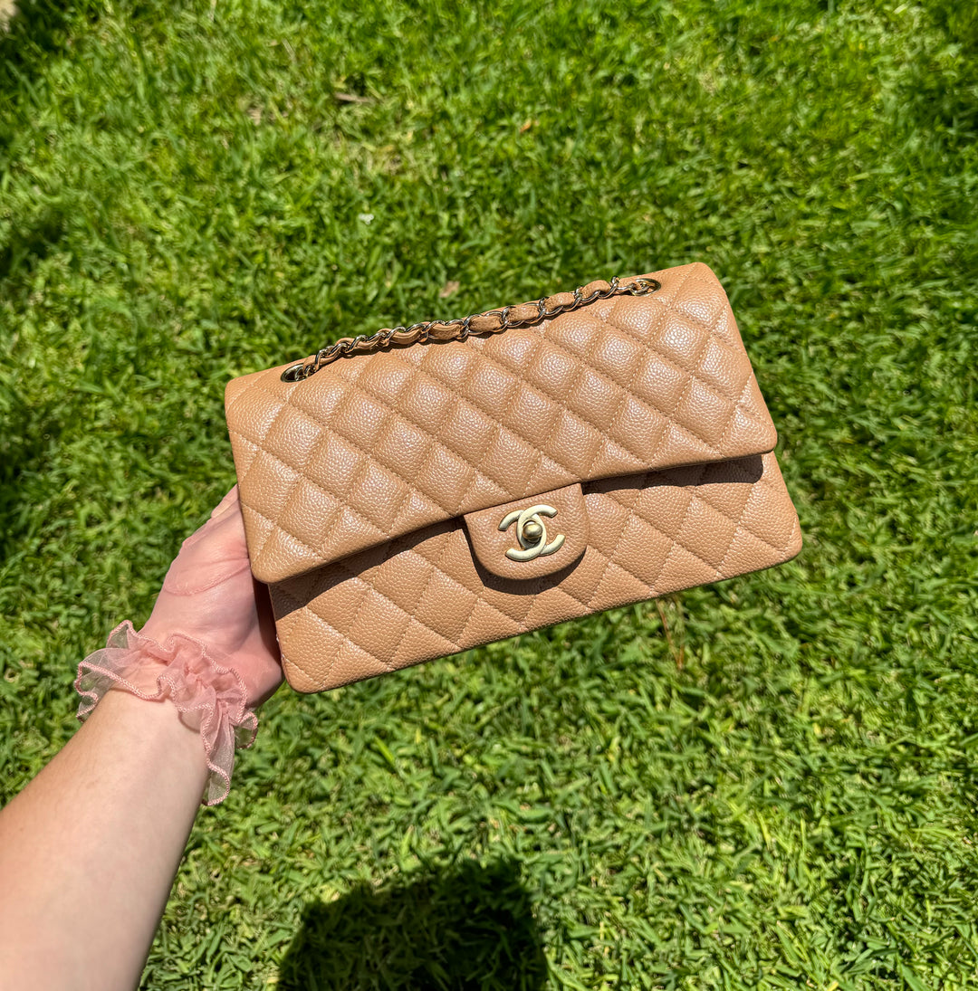 Chanel 18S Dark Beige Medium Caviar Flap Bag