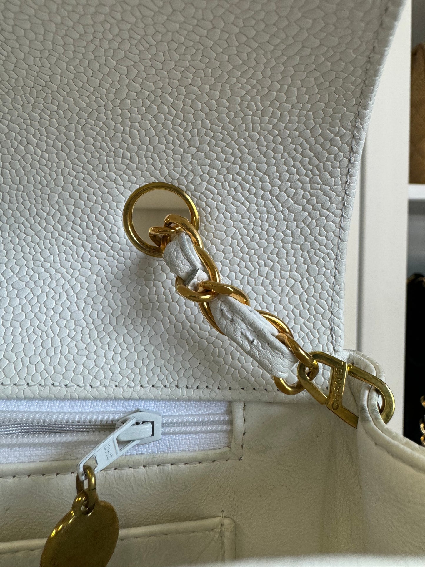 Chanel Snow White 24K Medium Caviar Diana Flap Bag