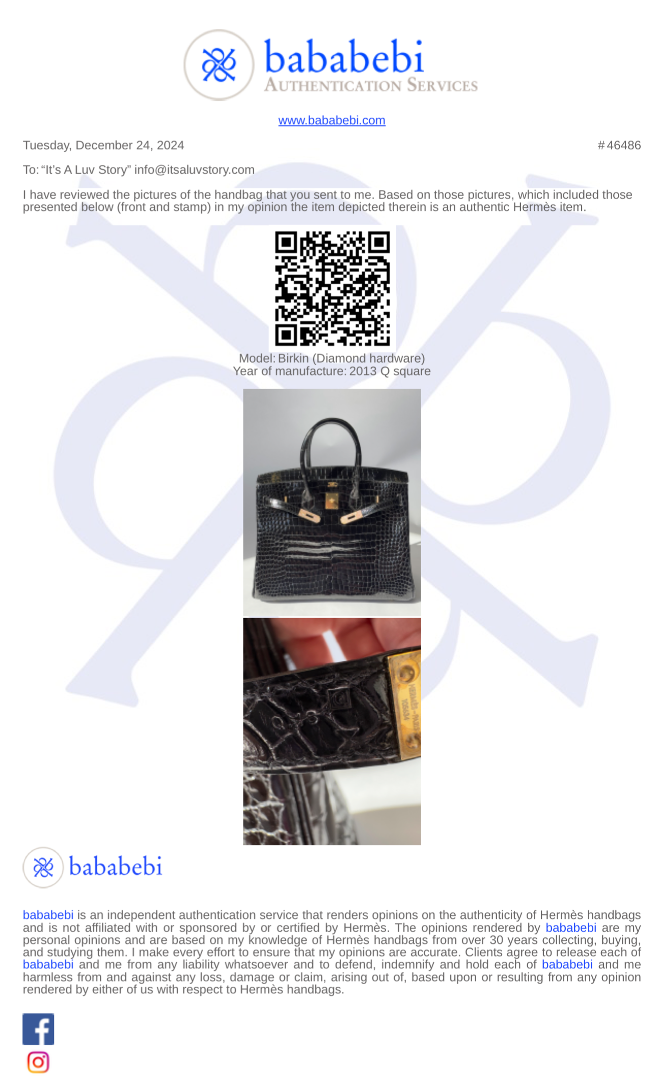 Hermes 18K Yellow Gold Diamond Black Porosus Crocodile Birkin 35