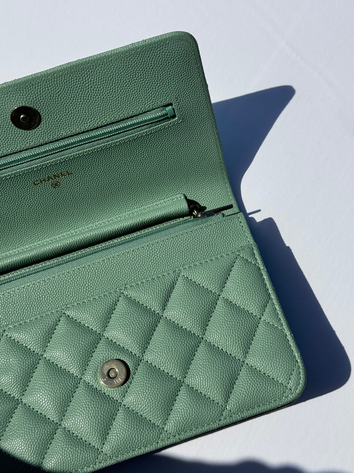 Chanel Light Green Caviar WOC