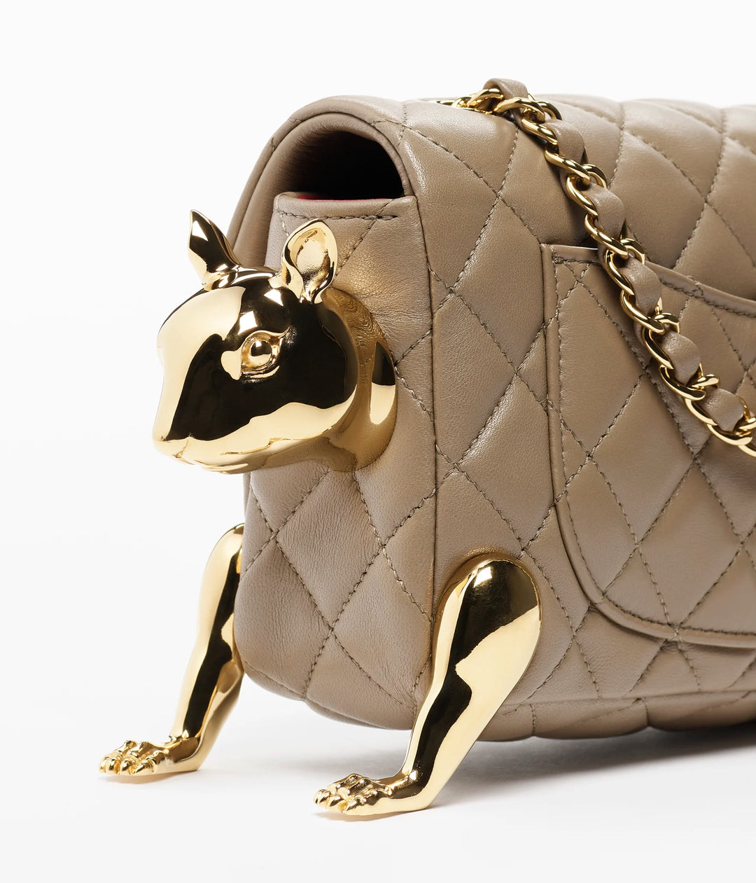 Chanel Mini Flap Bag Dark Khaki Lambskin & Shearling Lambskin Gold Hardware Métiers d’Art 2026
