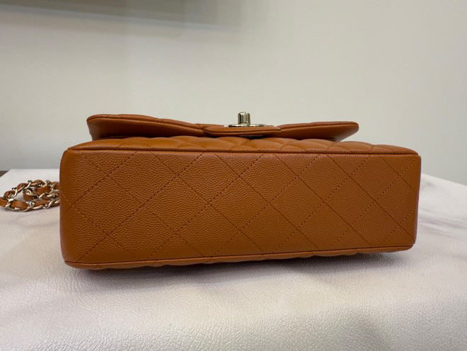 Chanel 21A Small Caramel Caviar Classic Flap Bag + LGHW