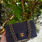 Chanel 1997 Medium 24K Navy Camellia Classic Flap Bag