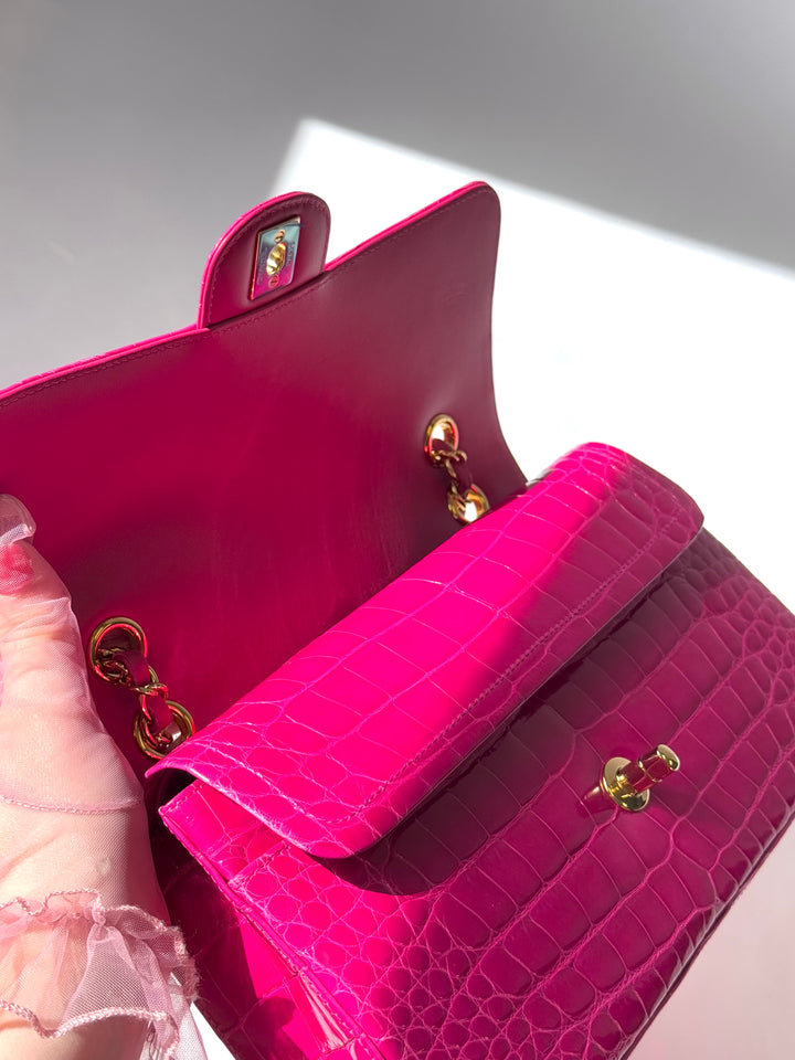 Chanel Fuchsia Alligator Medium Classic Flap Bag