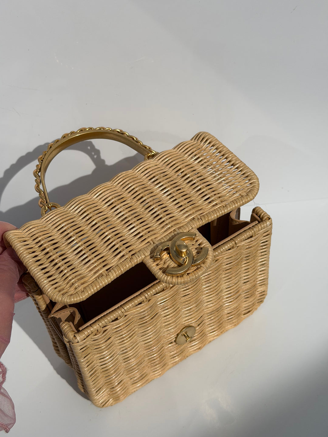 Chanel Braided Mini CC Top Handle Tan Rattan Gold Hardware 2025/26 Cruise