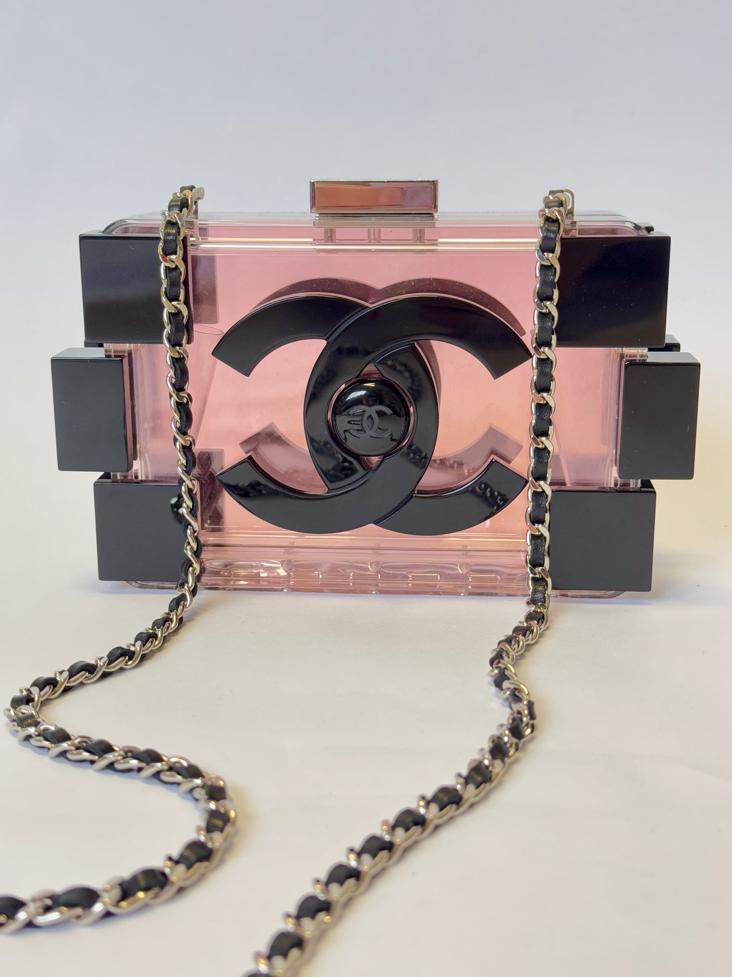 Chanel Plexiglass Pink Barcode Lego Minaudiere