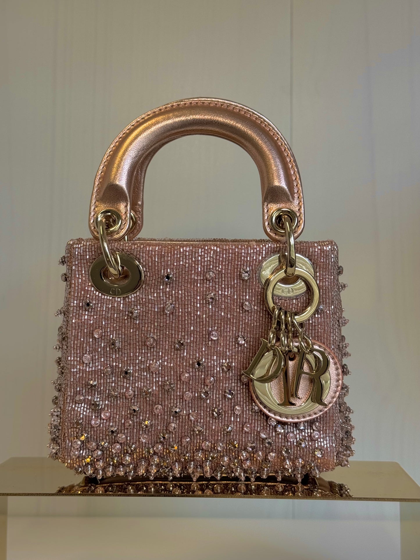 2022 Satin Rose Champagne Micro Beaded Lady Dior