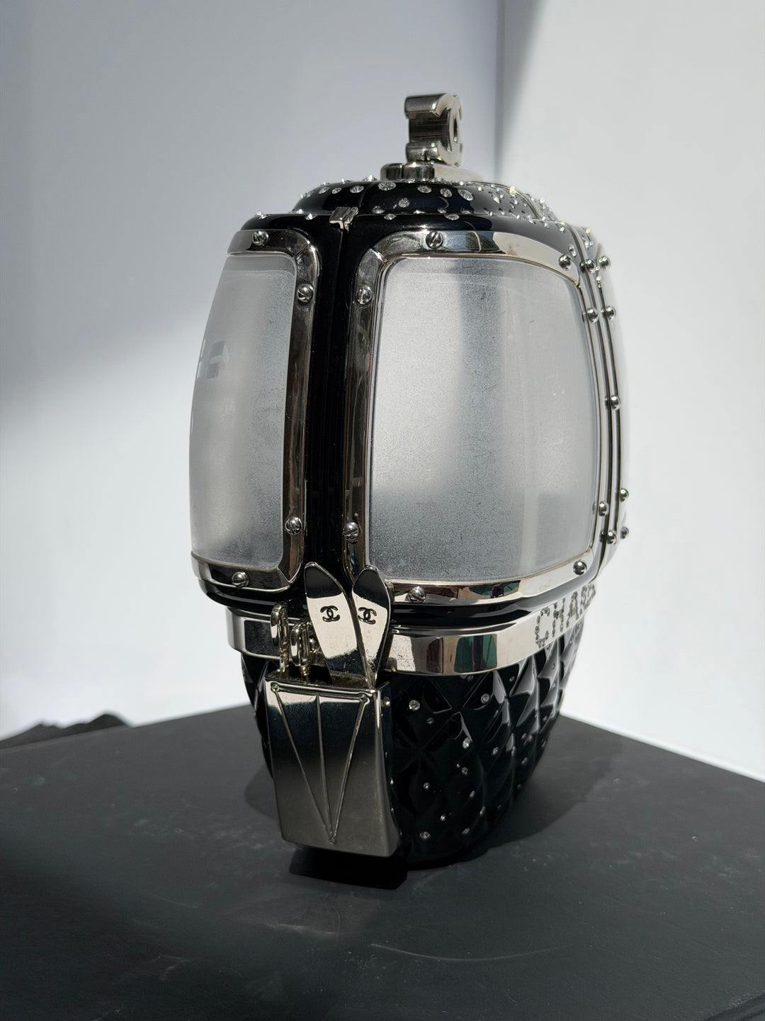 Chanel Ski Gondola Swarovski Minaudière Black Silver Hardware 2019