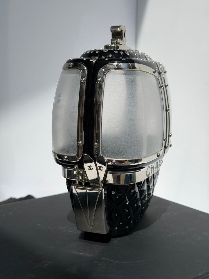 Chanel Ski Gondola Swarovski Minaudière Black Silver Hardware 2019