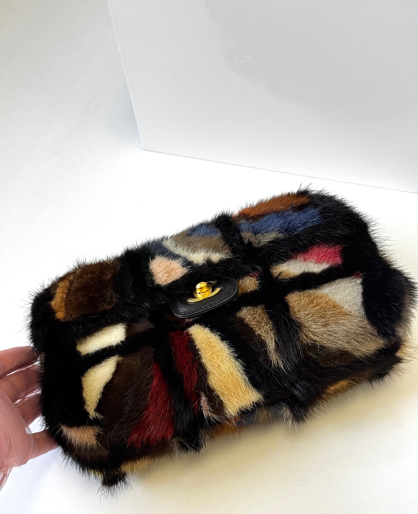 Chanel Multicolor Medium Mink Fur Single Flap Bag