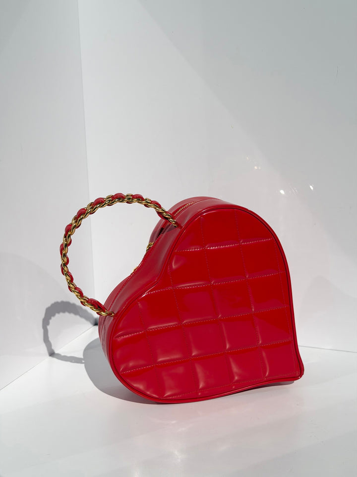 Chanel Barbie Red Heart Vanity Bag 24K Gold-Plated Hardware 1995