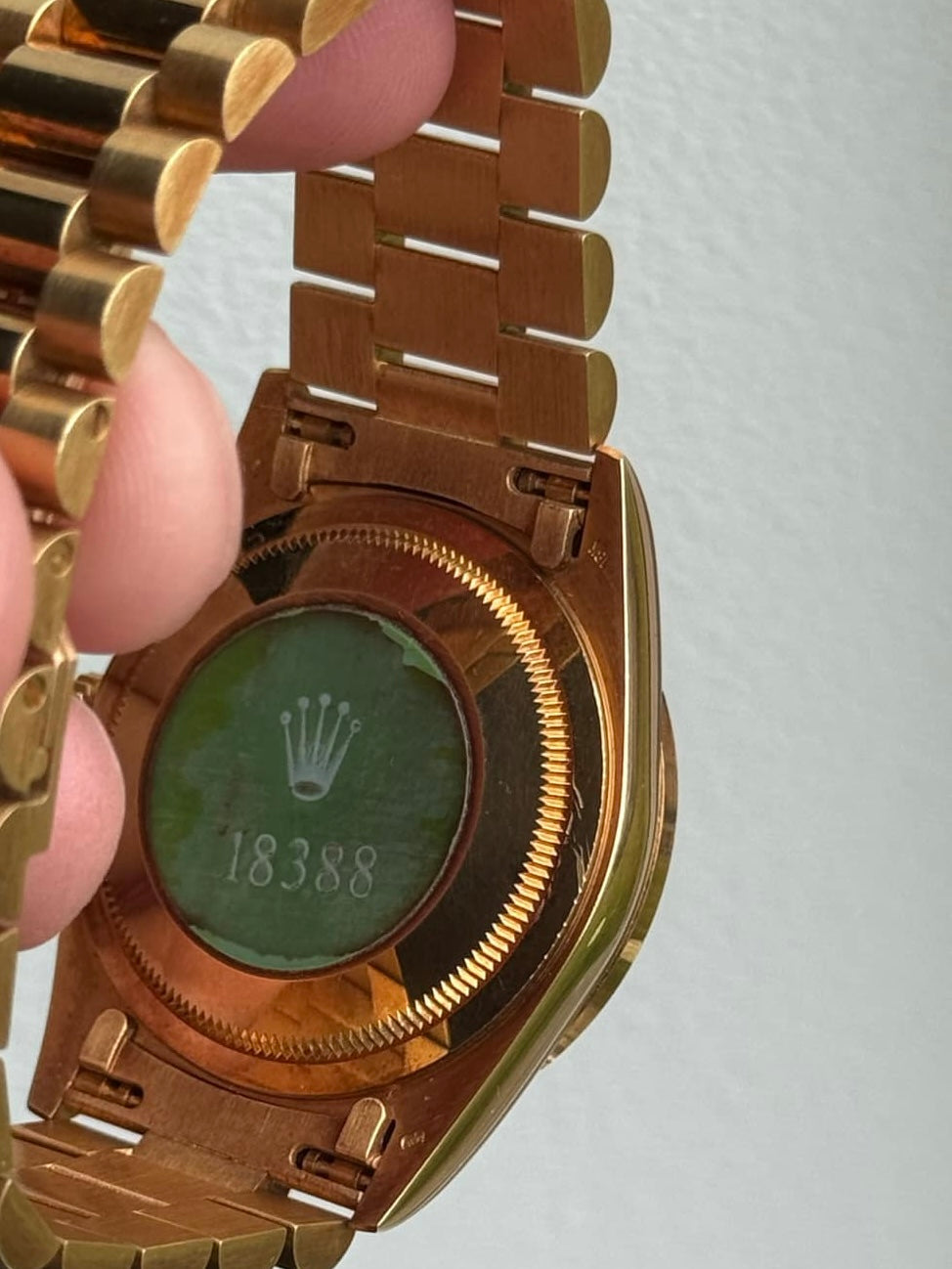 Vintage 1990 Rolex Day-Date 36mm Yellow Gold, Ruby String Dial Diamond Watch