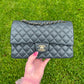 Chanel 21B Dark Grey Medium Caviar Classic Flap Bag