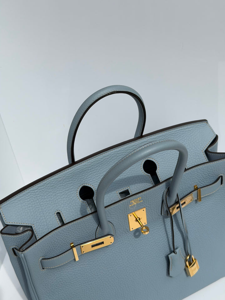 Hermès Birkin 35 Bleu Lin Togo Gold Hardware 2012