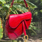 Christian Dior Medium Red Alligator Saddle