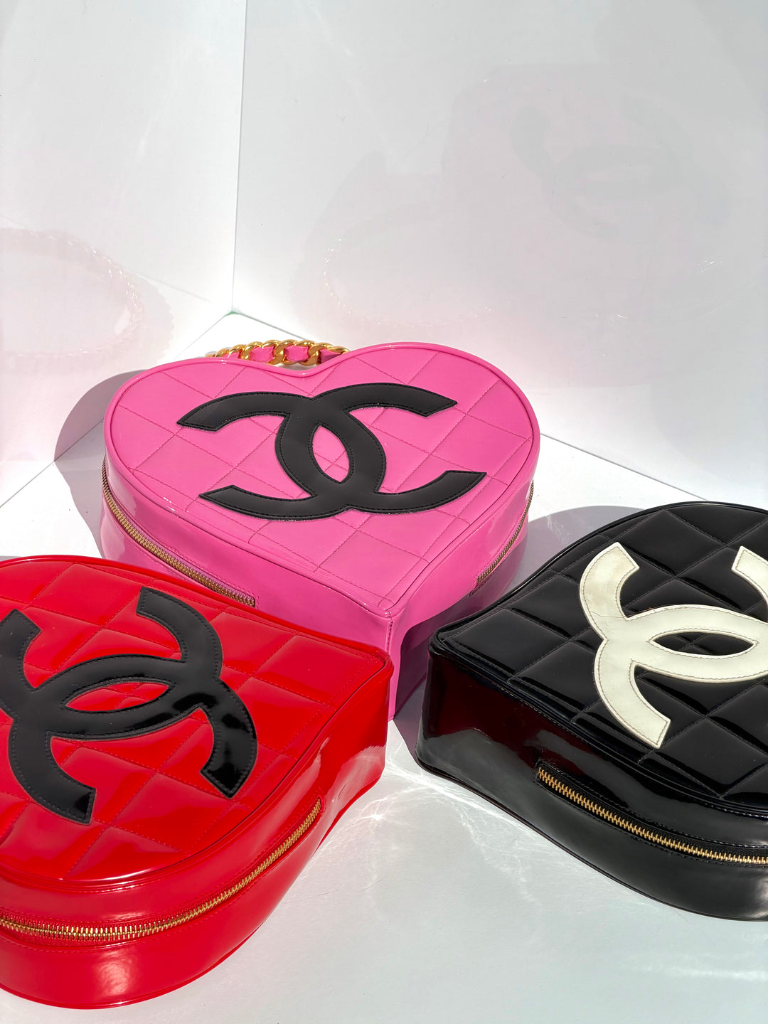 Chanel Barbie Pink Heart Vanity Bag 24K Gold-Plated Hardware 1995