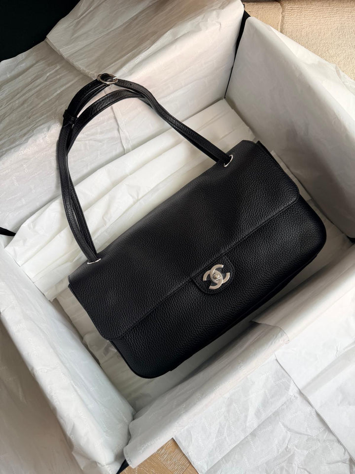 Chanel Maxi 32 Flap Bag Black Souplissimo Grained Calfskin Silver Tone Hardware 2026