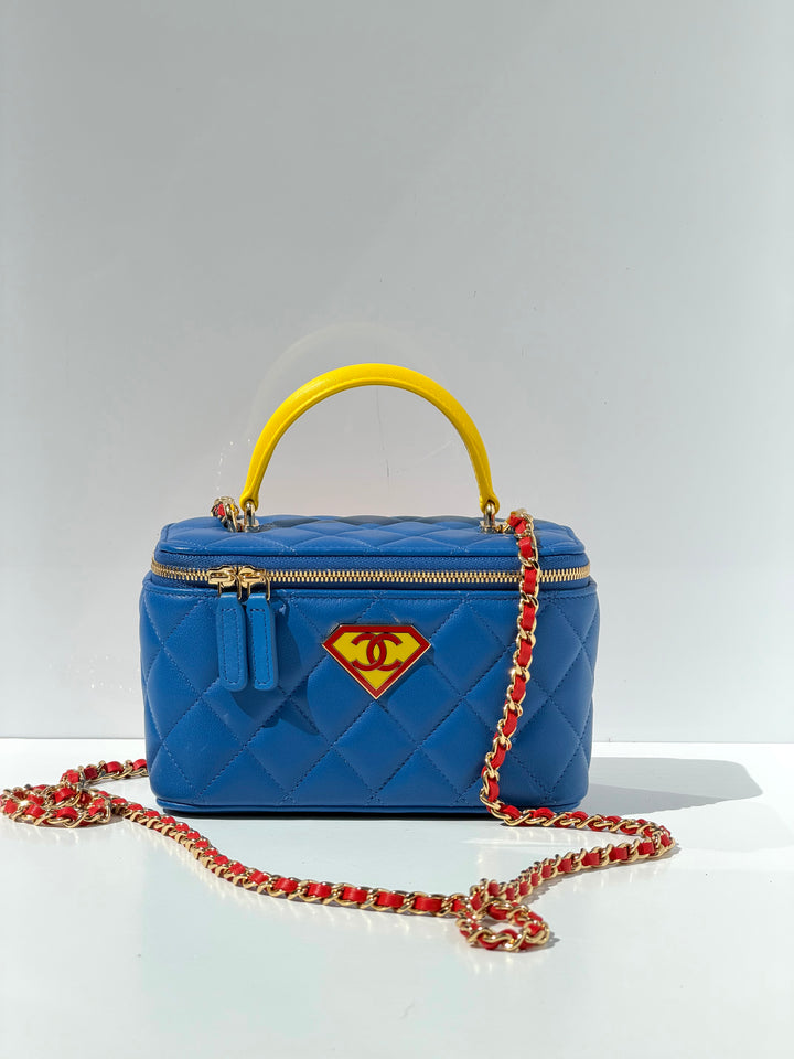 Chanel Superman Long Vanity With Chain Blue Lambskin Gold Hardware Métiers d’Art 2026