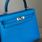 Hermes Bleu Frida Chèvre Kelly 25 Sellier