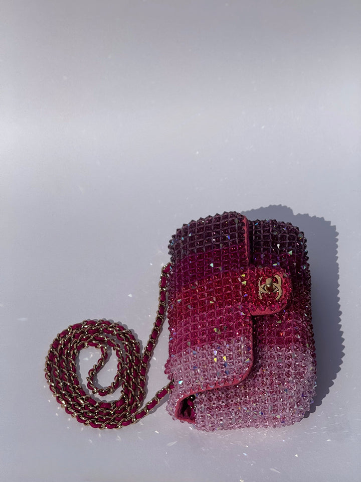 Chanel Pink Ombre Crystal Mini Flap