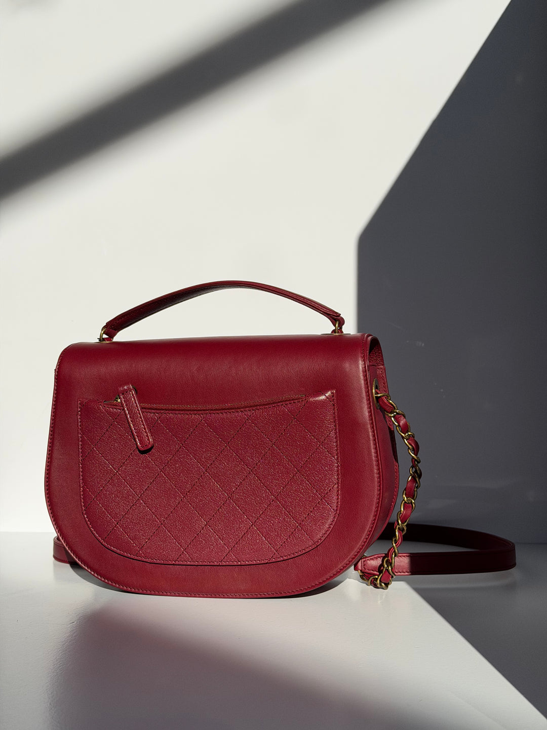 Chanel 17B Small Burgundy Coco Curve Messenger Flap Bag