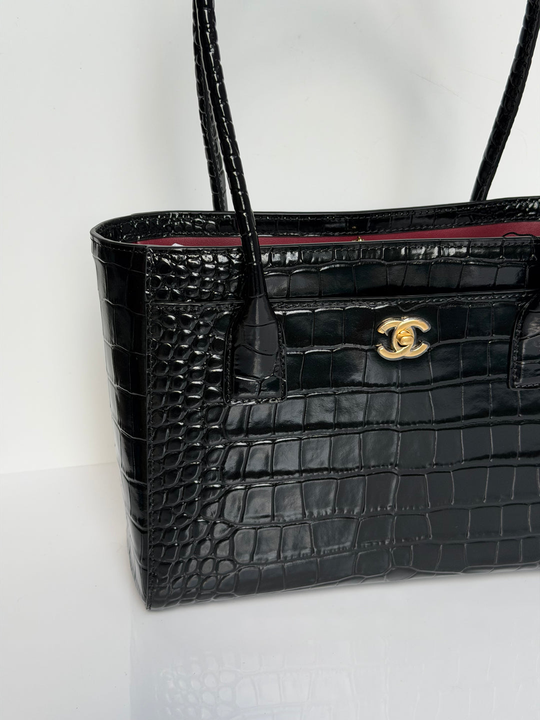 Chanel Mini Shopping Bag Crocodile Embossed Calfskin Black 2026