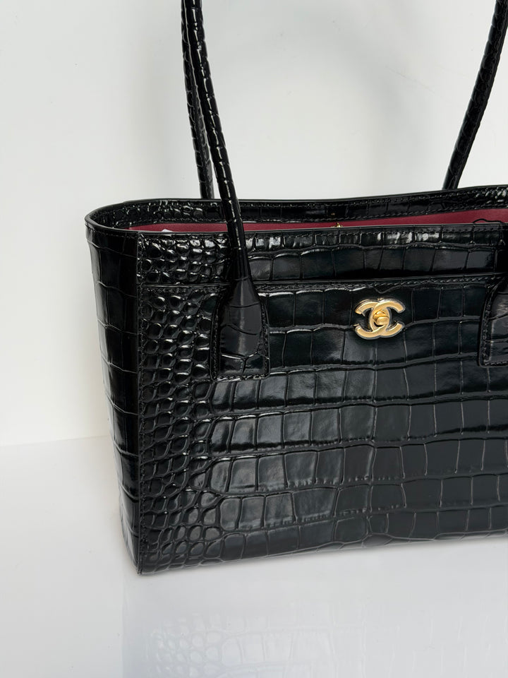Chanel Mini Shopping Bag Crocodile Embossed Calfskin Black 2026