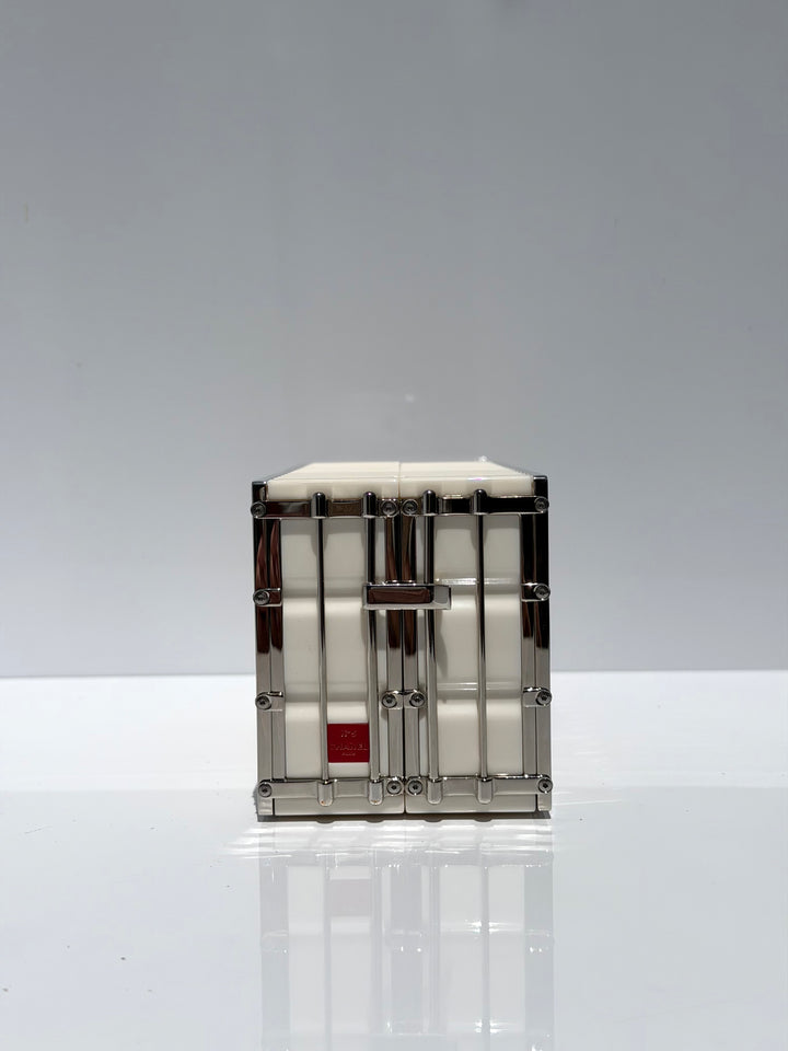 Chanel Shipping Container Bag Lucite White Silver Hardware 2018