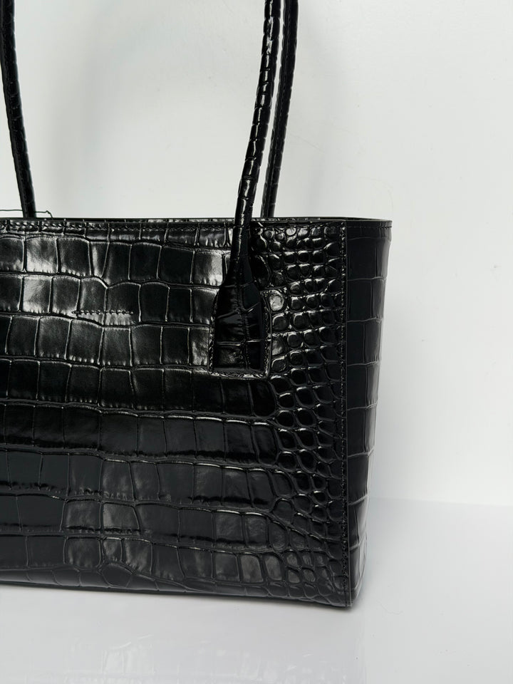 Chanel Mini Shopping Bag Crocodile Embossed Calfskin Black 2026