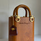 Salvatore Ferragamo Vintage Gancini Wooden Bucket Bag + Coin Pouch