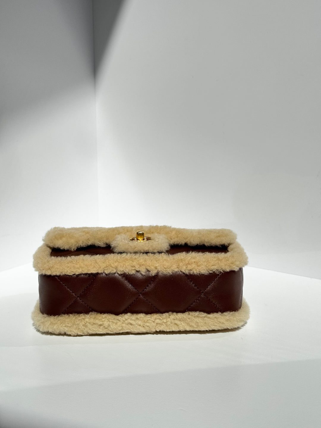 Chanel 25K Brown Mini Shearling Flap Bag