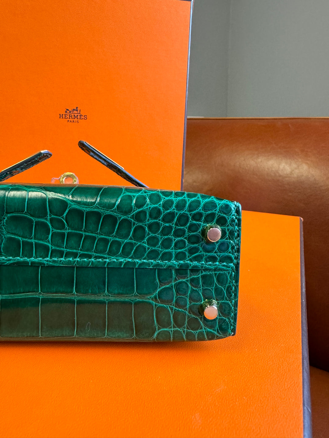 Hermes Emerald Alligator Mini Kelly
