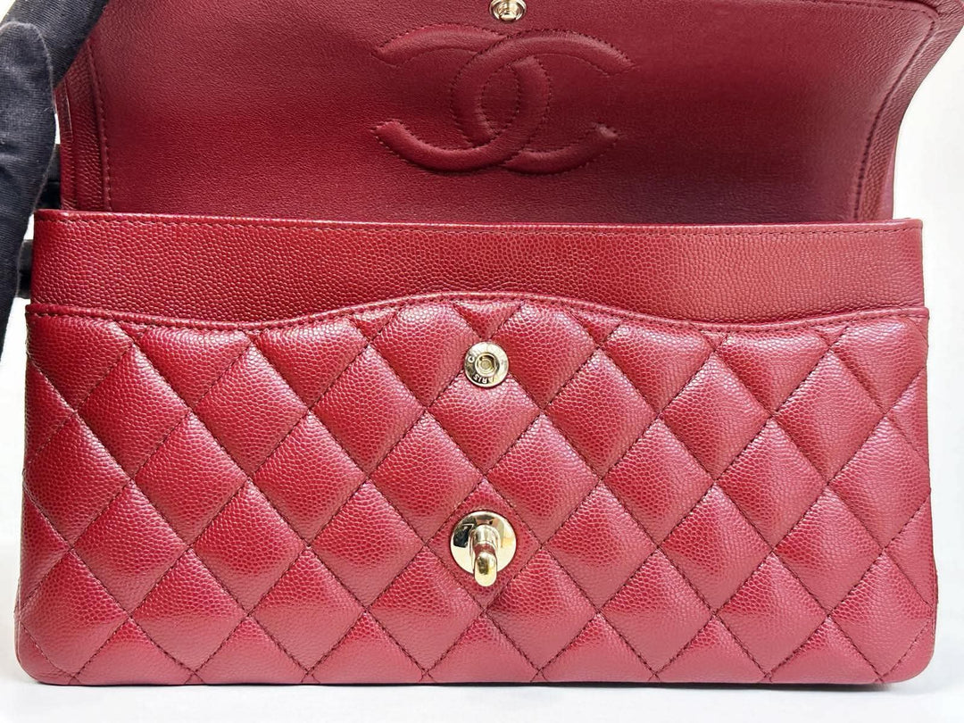 Chanel Classic Medium Double Flap Burgundy Caviar Gold Hardware 2019