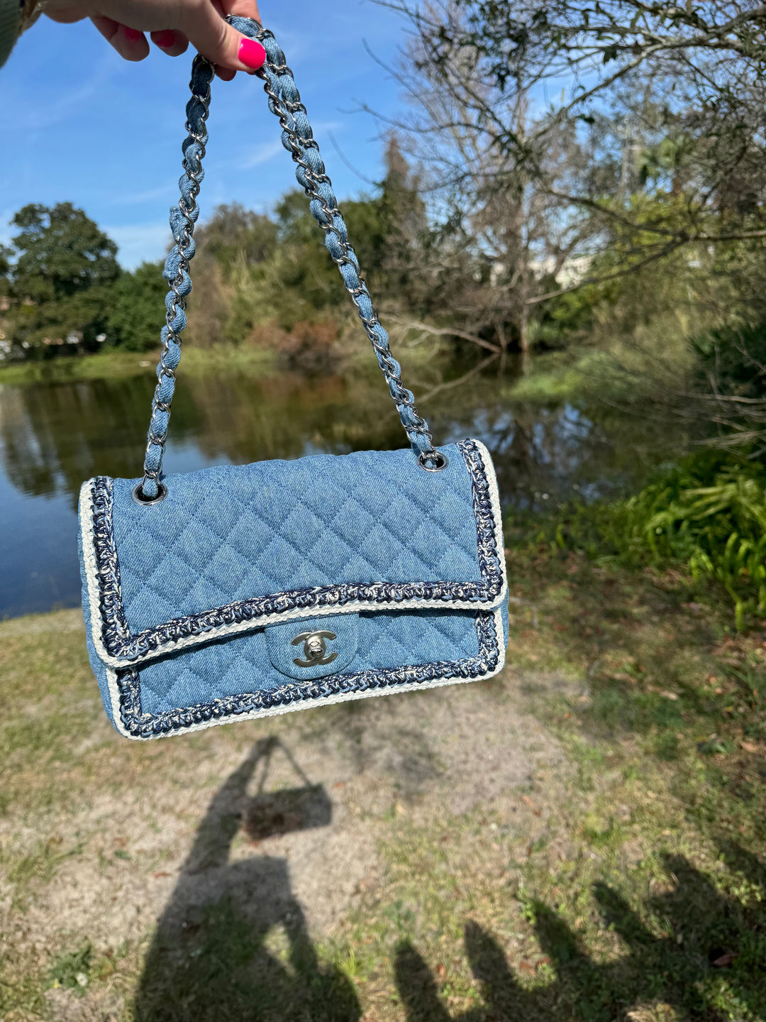 Chanel Medium Denim Braided Single Flap