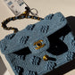 Chanel 24P Blue Braided Raffia Mini Flap Bag