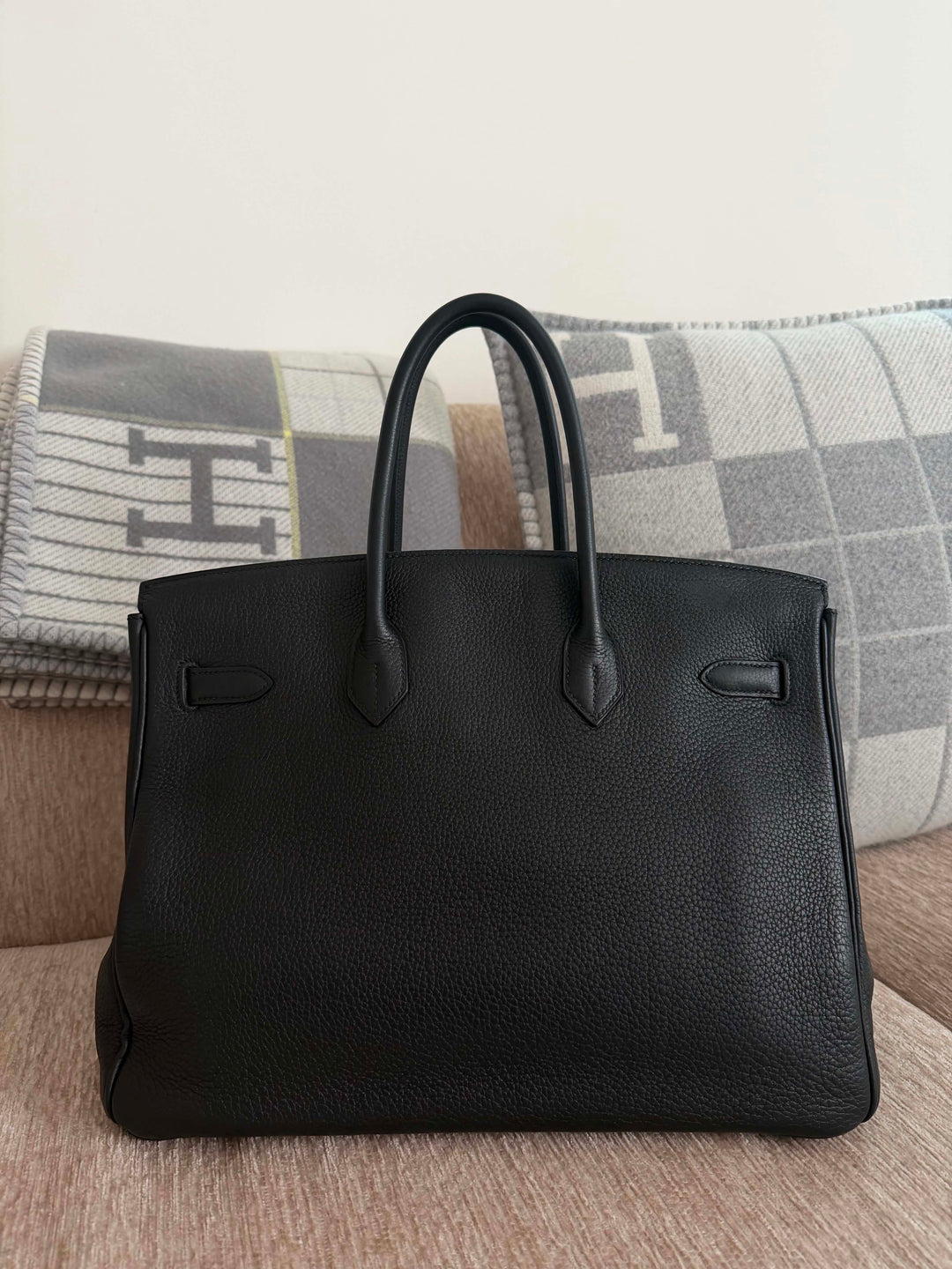 Hermès Birkin 35 Black Brushed Silver Hardware 2015