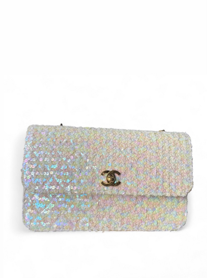 Chanel 1992 Medium Iridescent Sequin Flap Bag
