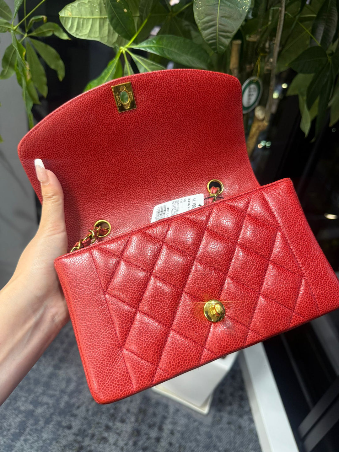 Chanel Small Diana Flap Bag Caviar Red 24K Plated Gold Hardware 1994