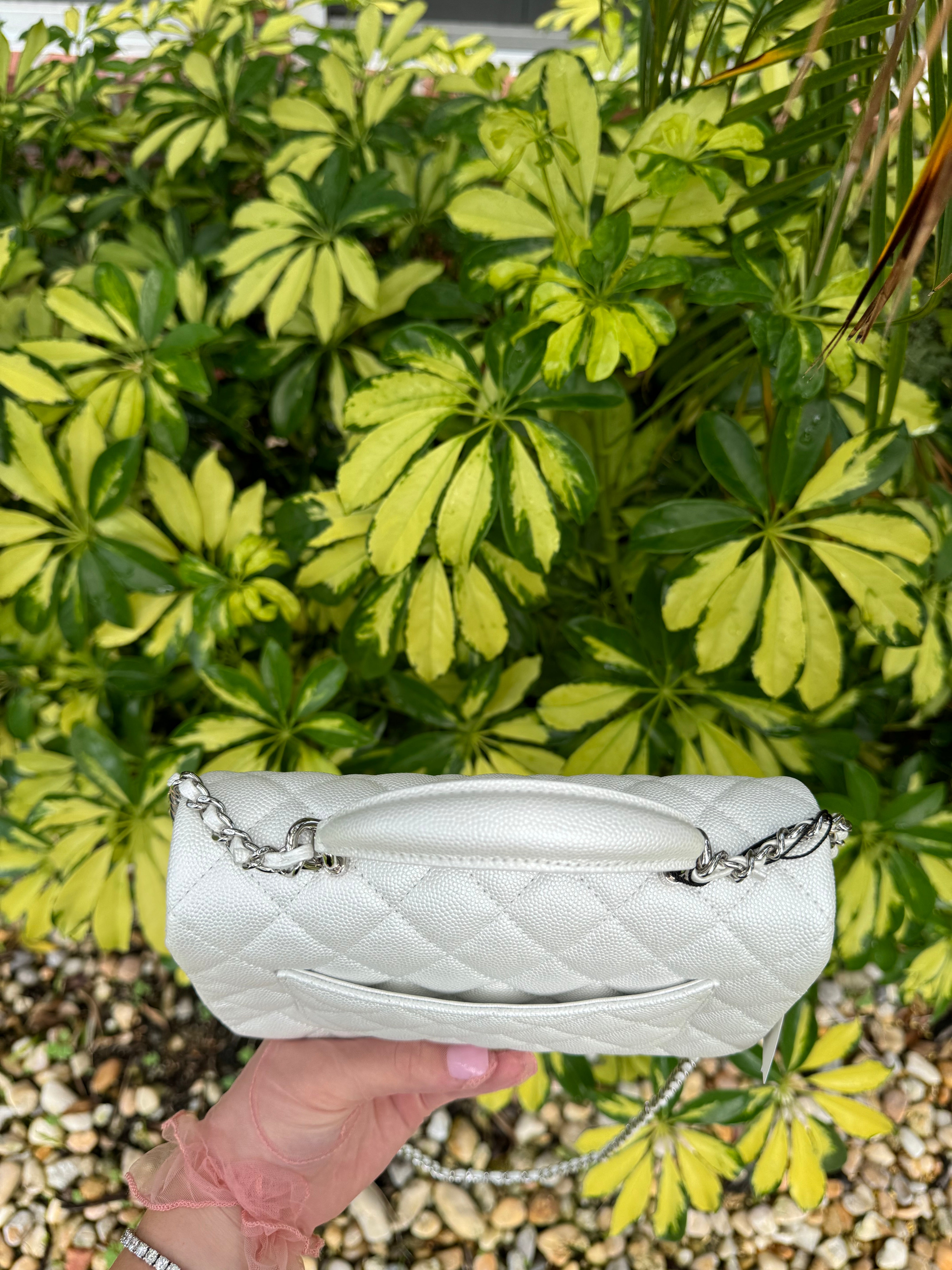 Chanel 21S Mini Iridescent White Caviar Top Handle – Its A Luv Story