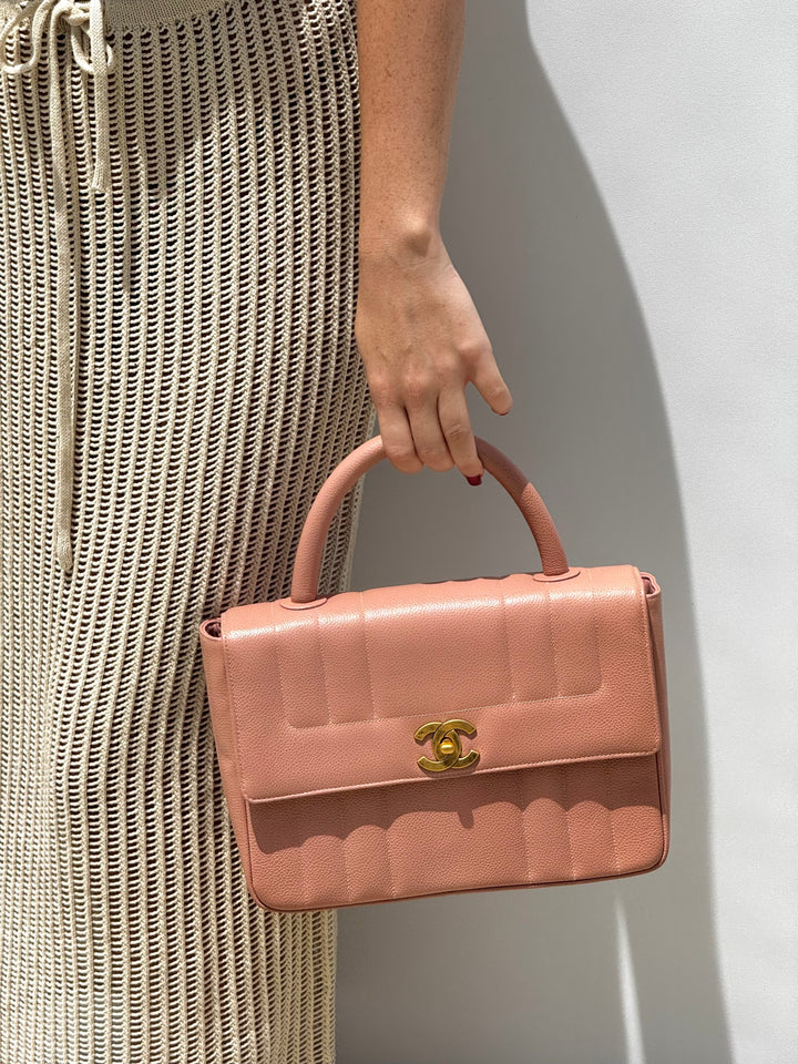 Chanel Vintage Caviar Vertical Quilted Kelly Flap Bag