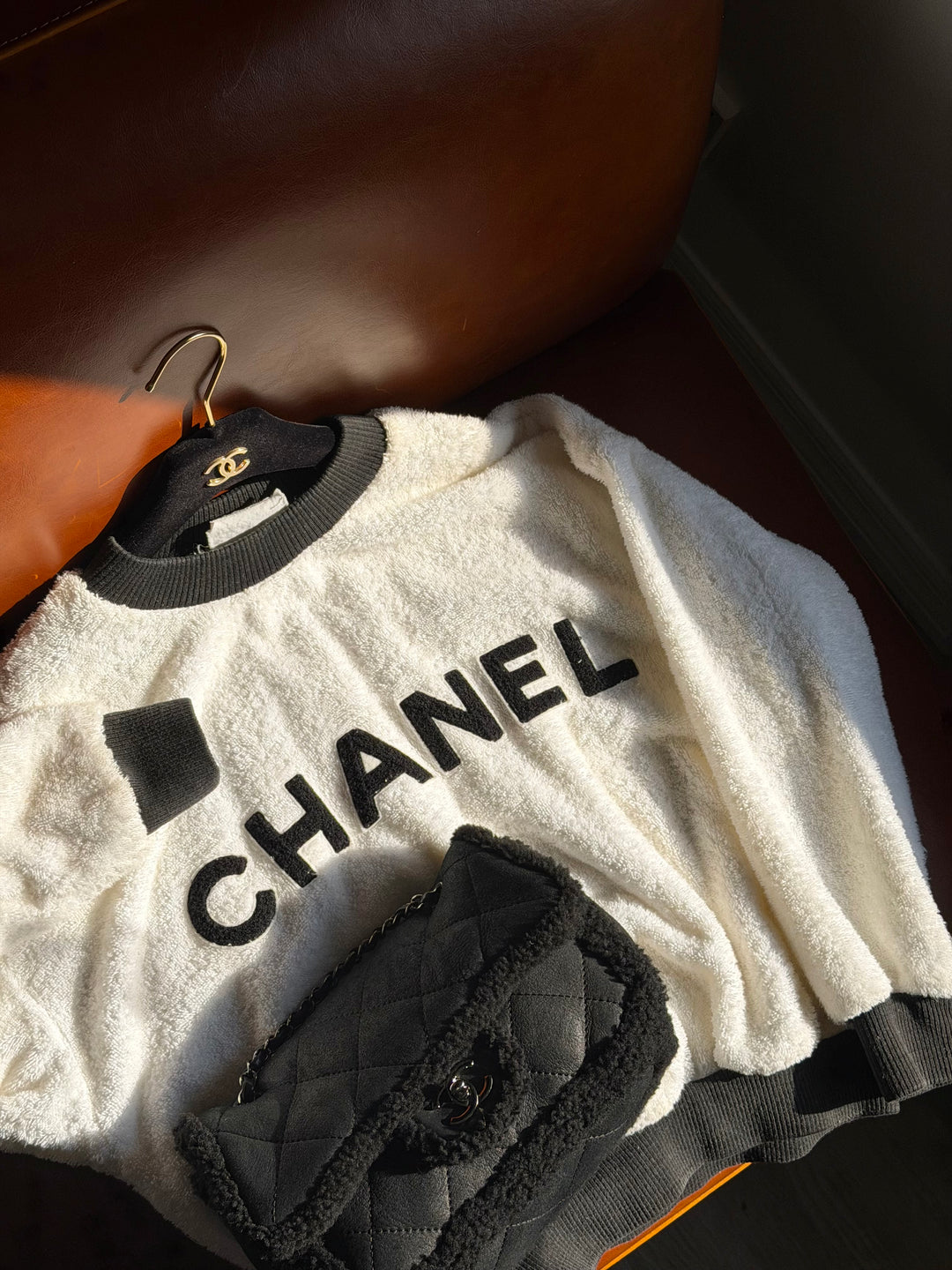 Chanel 1992 Runway Terrycloth Ivory Sweater