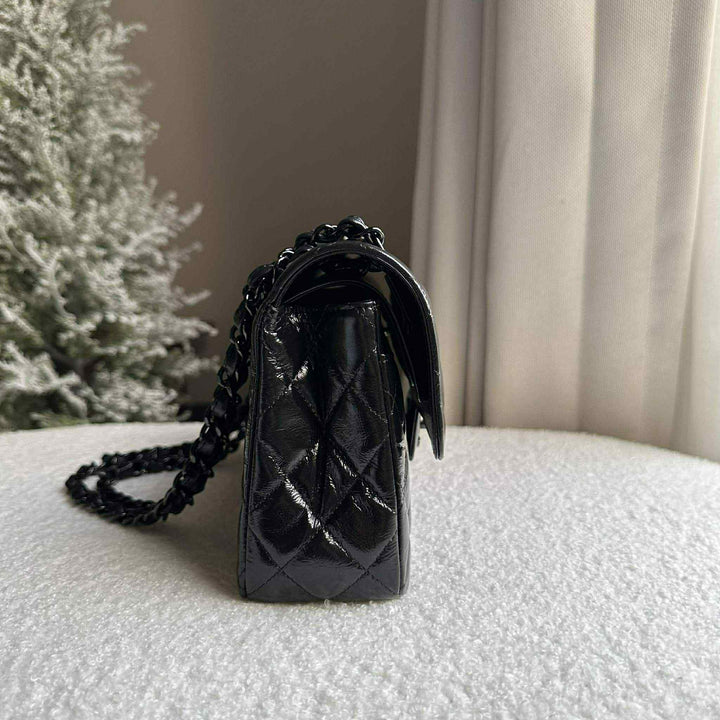 Chanel SO BLACK Small Crumpled Calfskin Double Flap Bag