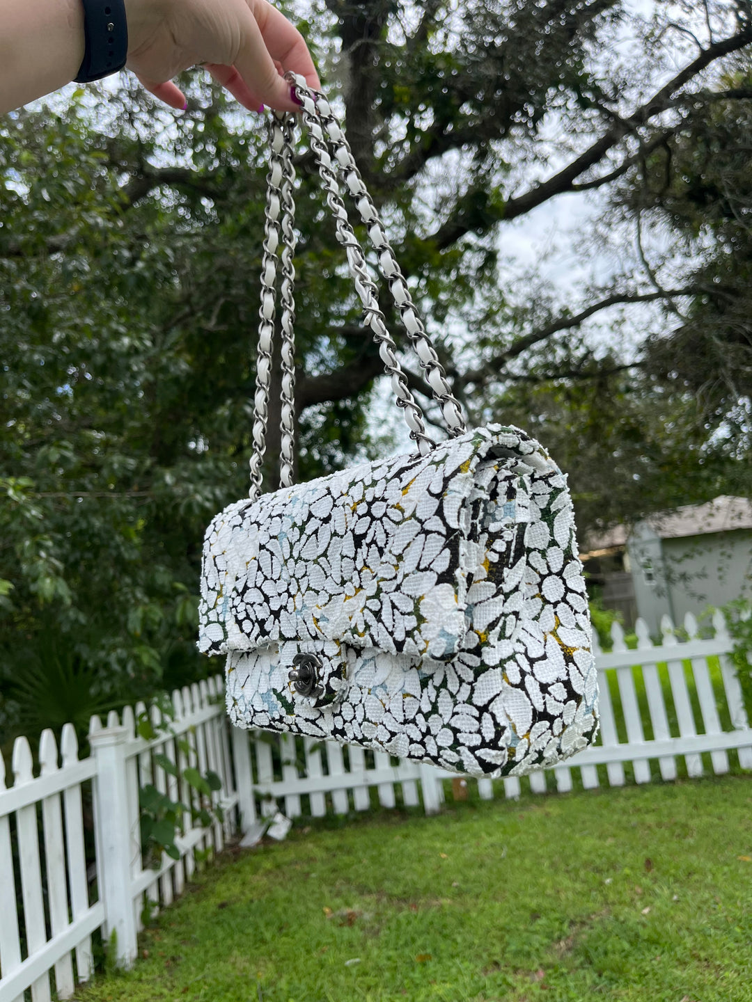 Chanel Floral Medium Tweed Classic Flap