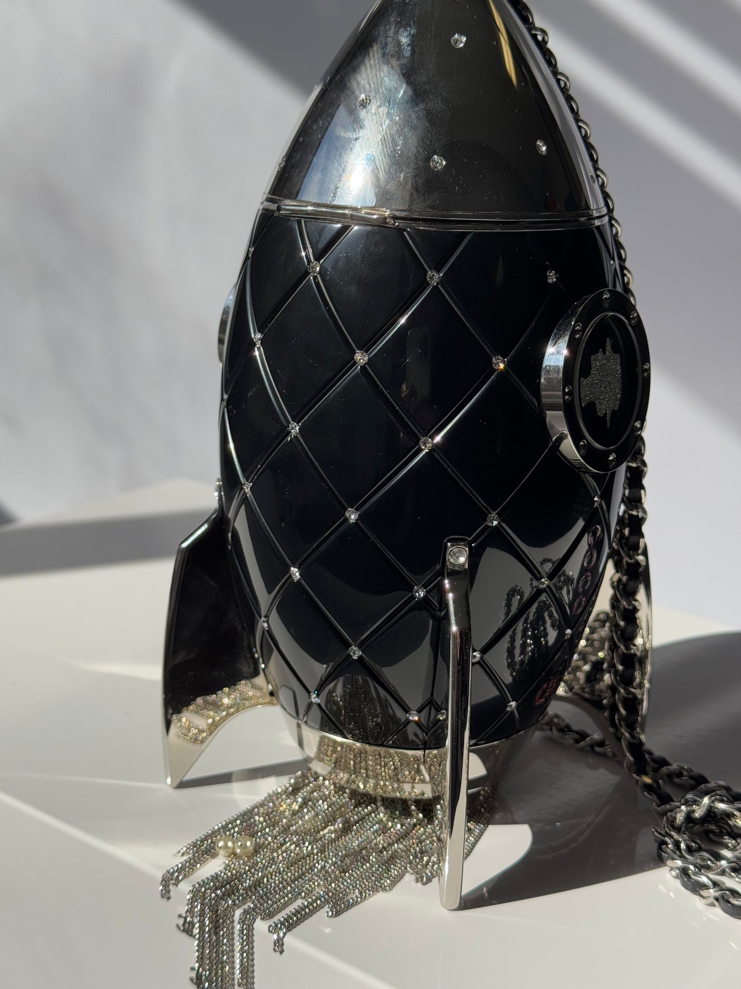 Chanel Limited Edition Black Lucite and Crystal Rocket Ship