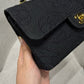 Chanel 1997 Small 24K Black Camellia Classic Flap Bag