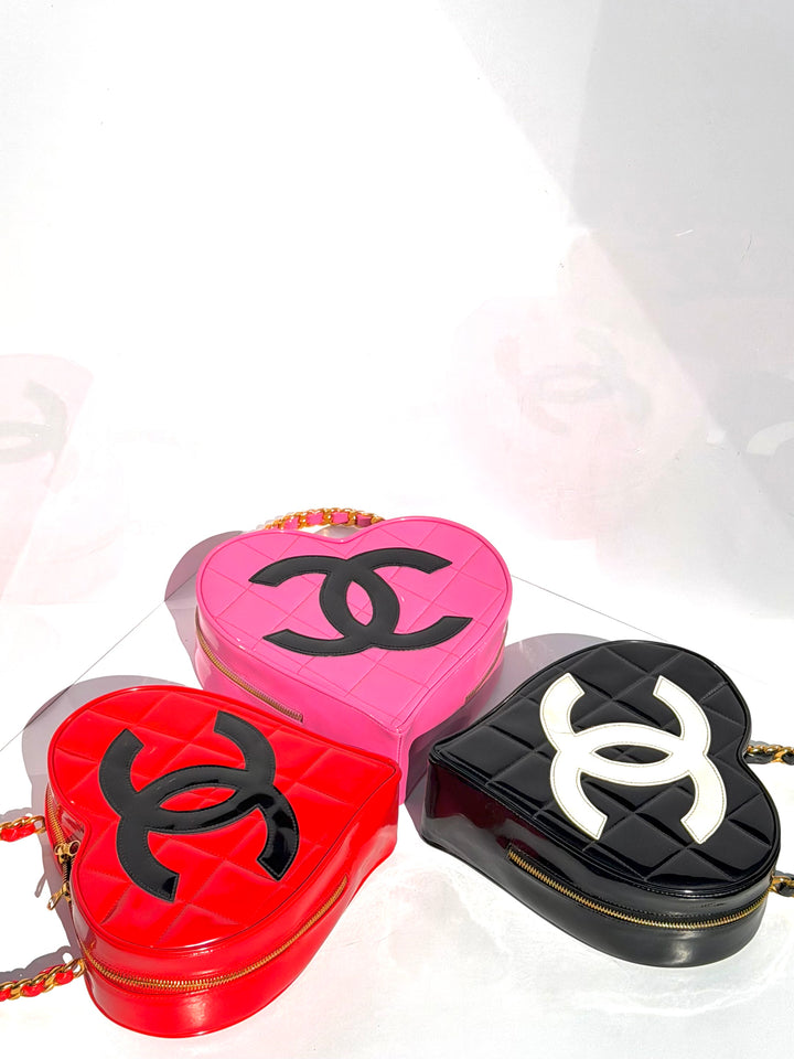 Chanel Barbie Red Heart Vanity Bag 24K Gold-Plated Hardware 1995