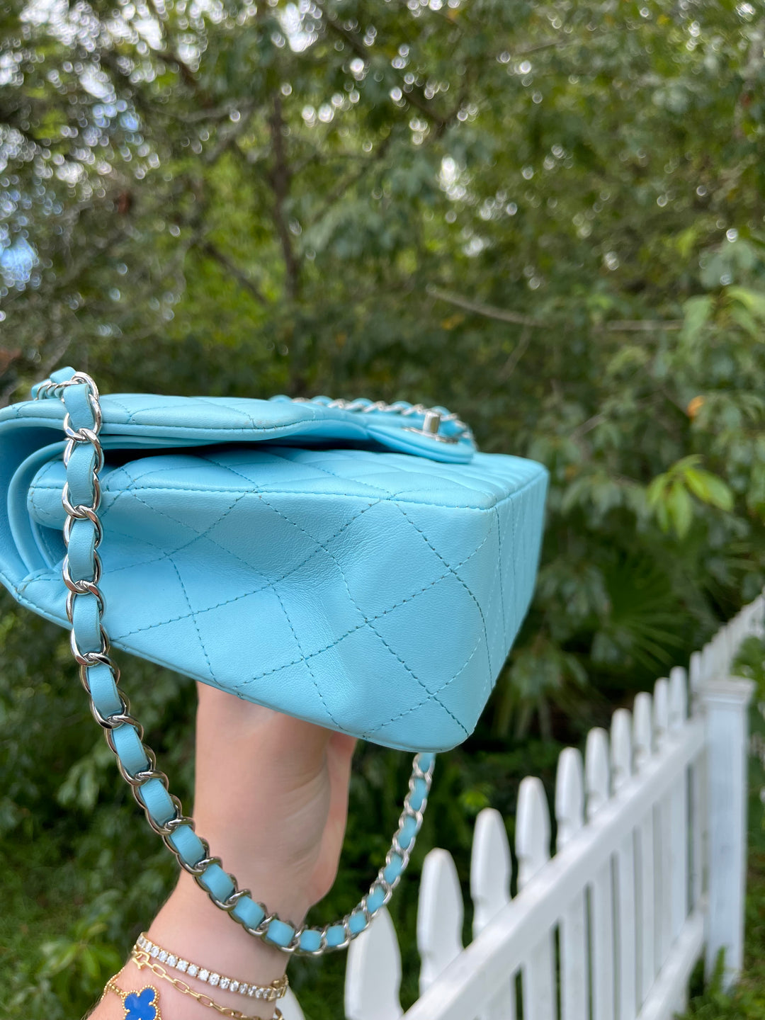 Chanel 21S Blue Neon Lambskin Medium Flap Bag