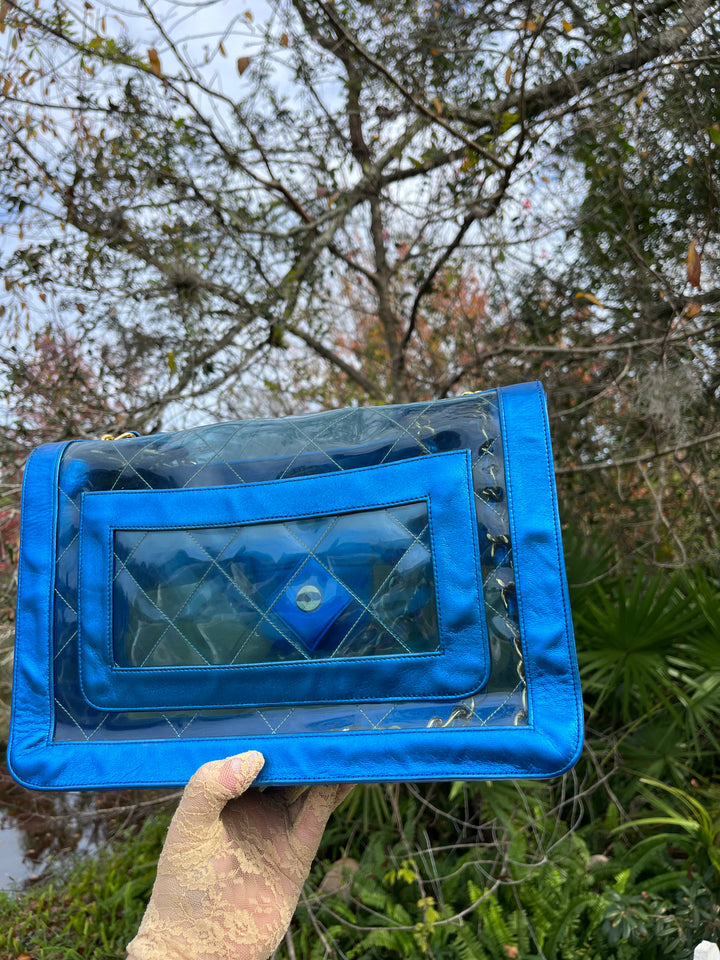 Chanel Iridescent PVC Maxi Lambskin Flap Bag